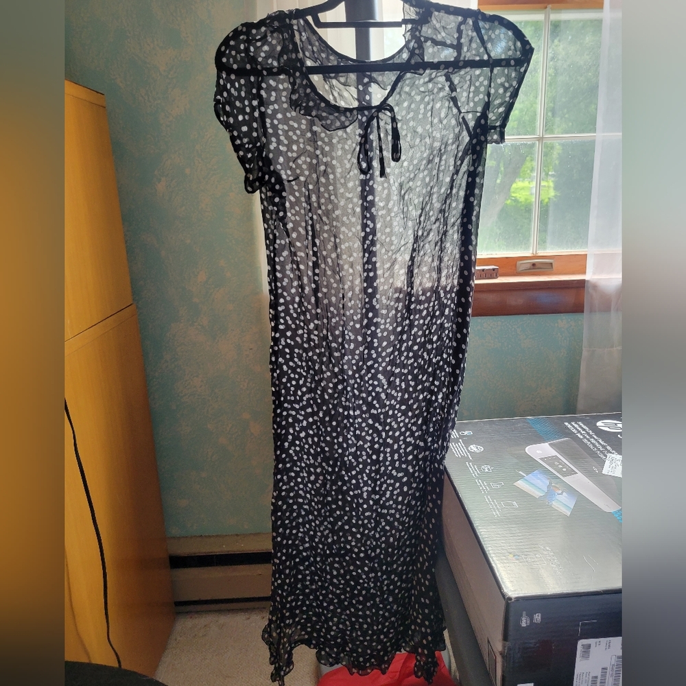 Vintage sheer polka dot midi dress